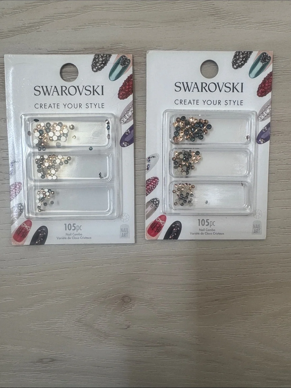 Swarovski Crystal Nail Art Rhinestone Set — Gold and Blue Accents